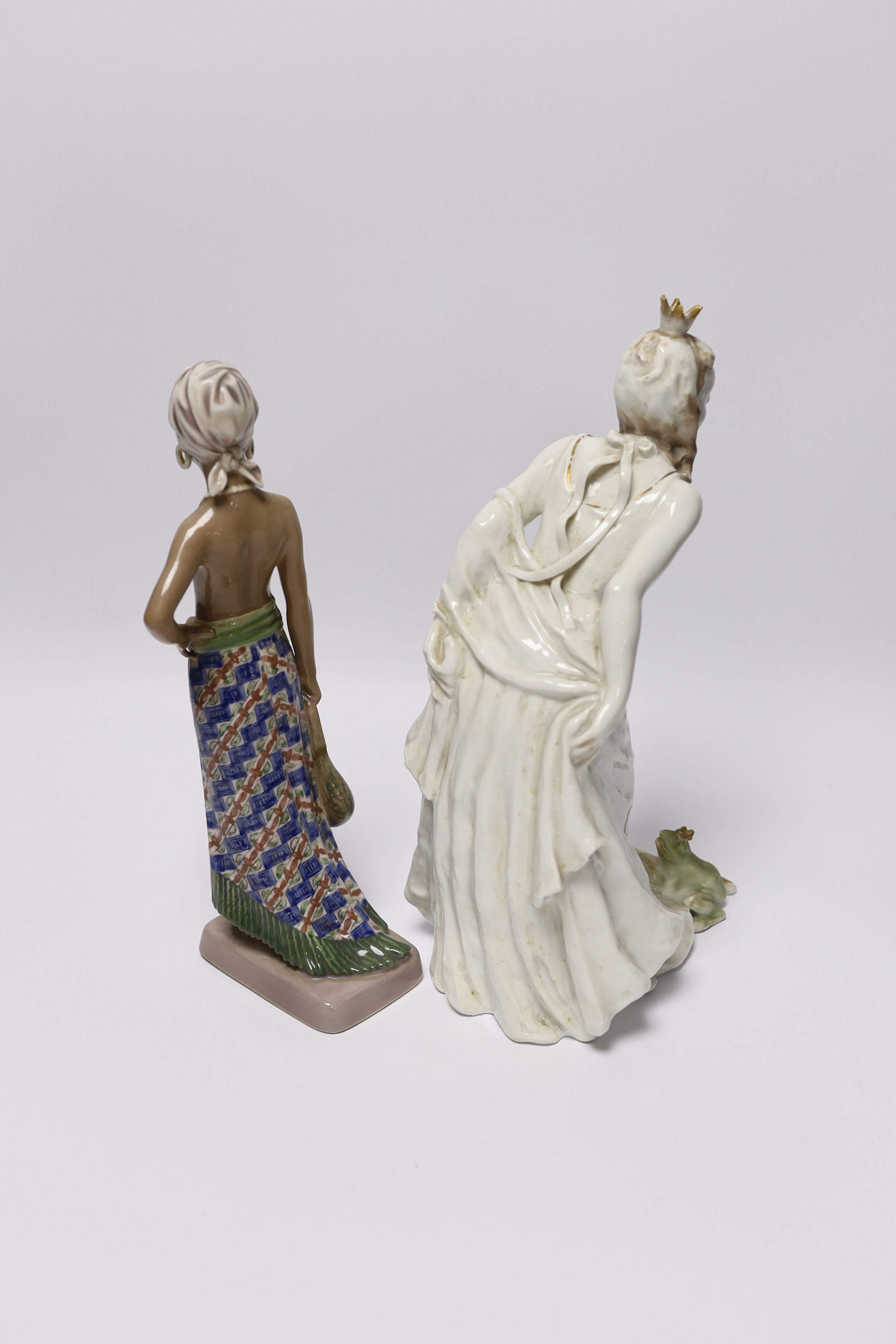 A Dahl Jensen, Copenhagen model of a Balinese female, initialled EK, numbered 1117 and a Rosenthal figure ‘Frog Queen’, impressed model number 1793, 27cm